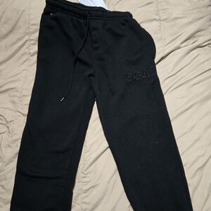 Eighty Eight Black Joggers with Embroidered Detail